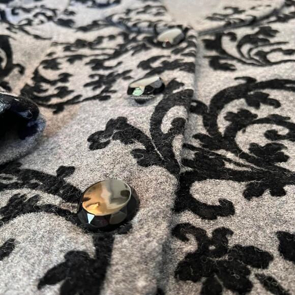 Vintage Laura AVintage Laura Ashley grey leaf 100% wool flocked blazer jacket PL - Picture 3 of 5